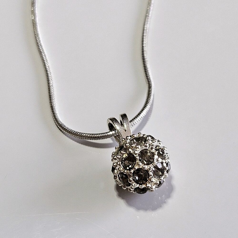 Premier Designs Silver Plated Crystal Ball Pendant Necklace 18-20"